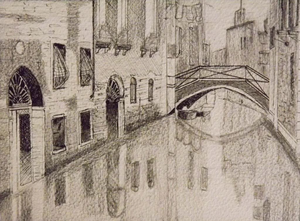 A street in Venice - Ink on paper by Andrea Kucza Andipainting