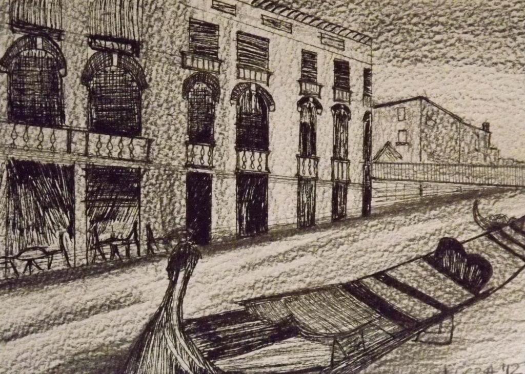 Canal Grande - Ink on paper by Andrea Kucza Andipainting
