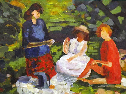 Three ladies at picnic