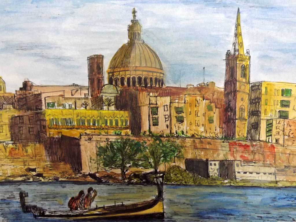 Valletta - Acryilic on paper by Andipainting