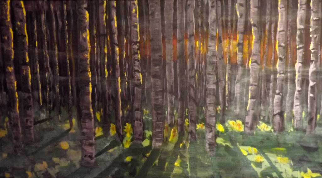 Birch forest - Acryilic on canvas by Andipainting